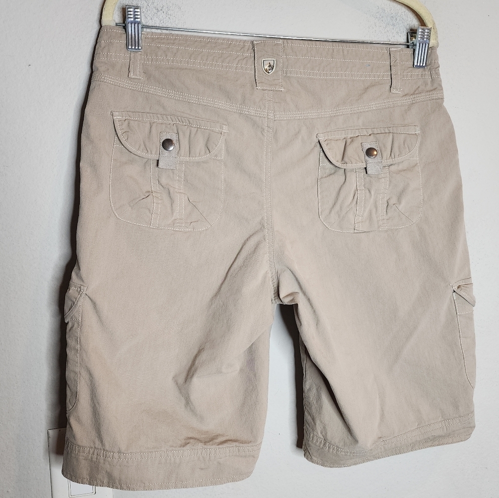 Kuhl Splash Cargo Bermuda Hiking Tan Shorts 6 Pockets Women's Size 12 - Picture 2 of 16